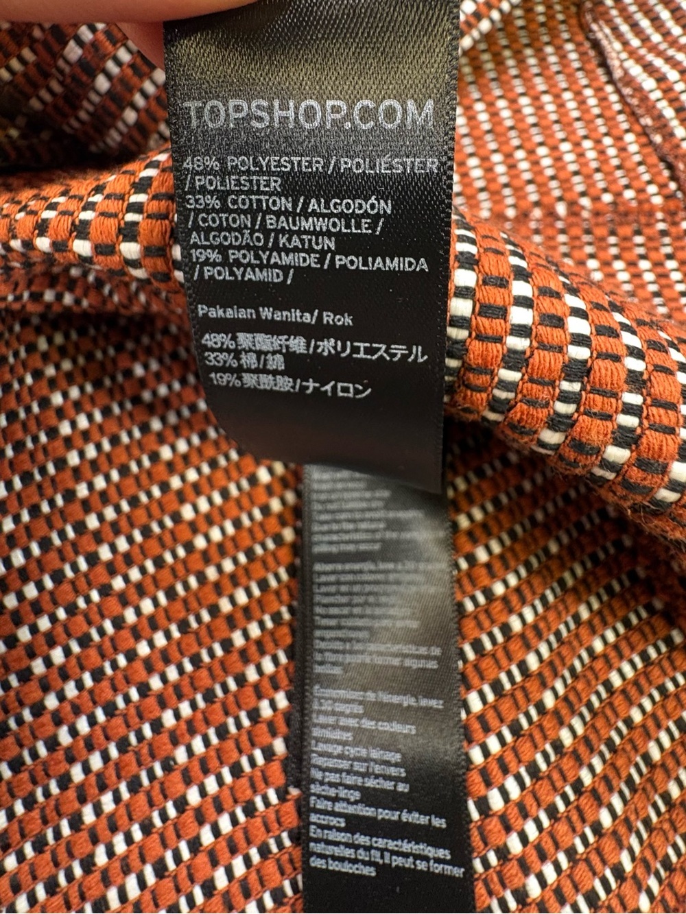 Topshop Black, White & Rust Printed Skirt – Size 8 - Picture 11 of 12